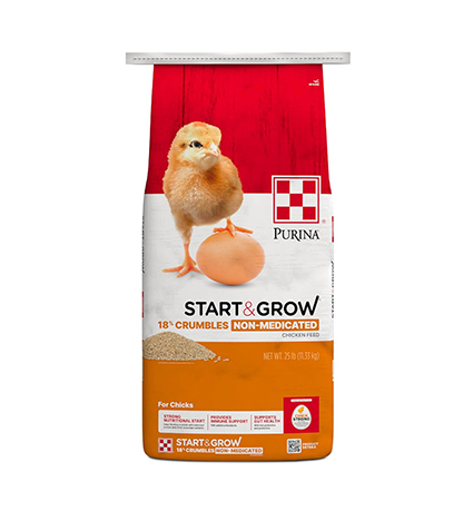 Purina Comienza y crece | Desmoronamiento de alimento para pollos no medicados | Nutricionalmente completo – Bolsa de 25 libras (25 libras)