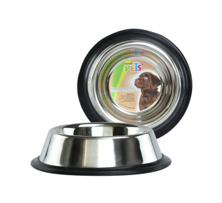 Fancy Pets Plato de Acero Inoxidable con Antiderrapante para Perro de 16 Onzas y/o 454 Gramos